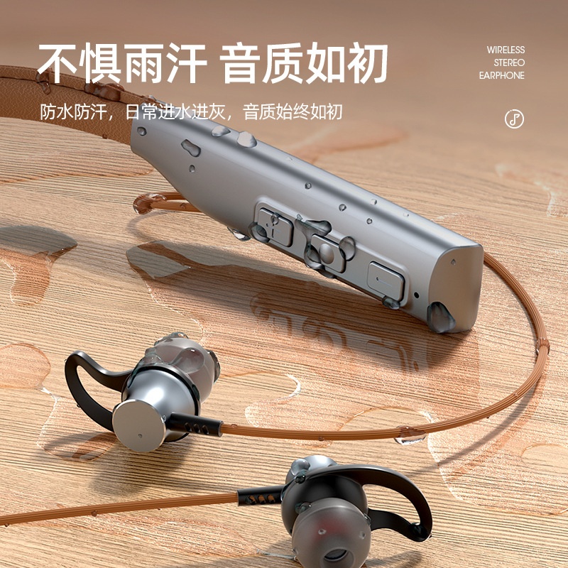 De alto aspecto Halter de cuero en la oreja de metal inalámbrico auricular Bluetooth super rápido flash de carga larga resistencia juego comer pollo