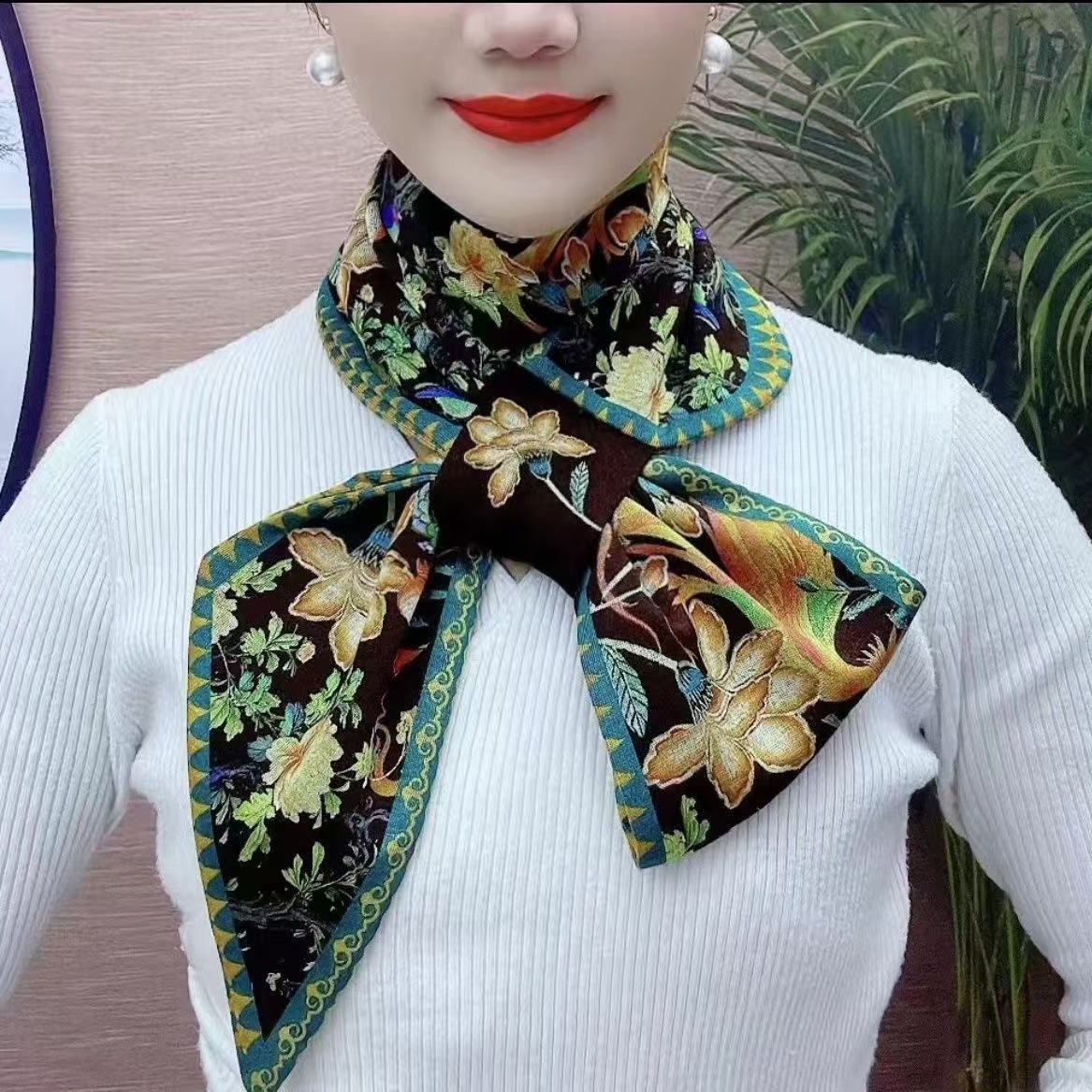 【新芳】【古韵护颈长巾】新款民族春秋风棉护新保暖螺纹护颈百搭