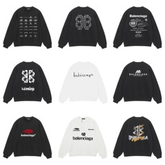 B家凡品 2024年秋新巴黎日系户外cityboy纯色印花圆领卫衣外套
