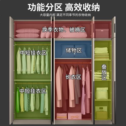 衣柜家用卧室衣橱简易组装加高小户型出租房对开门一体生态板材