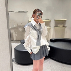 深圳南油高品质2025年新款女装时尚休闲百搭显瘦披肩衬衫两件套