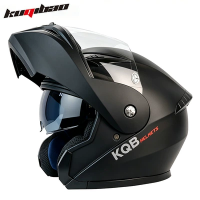Coolqibao Dual-Lens Motorcycle Helmet, Flip-Up Helmet, Electric Riding Safety, 3C Certified Full-Face Helmet, Patented Design (Motorcycle Safety Supplies) - matte-black-m