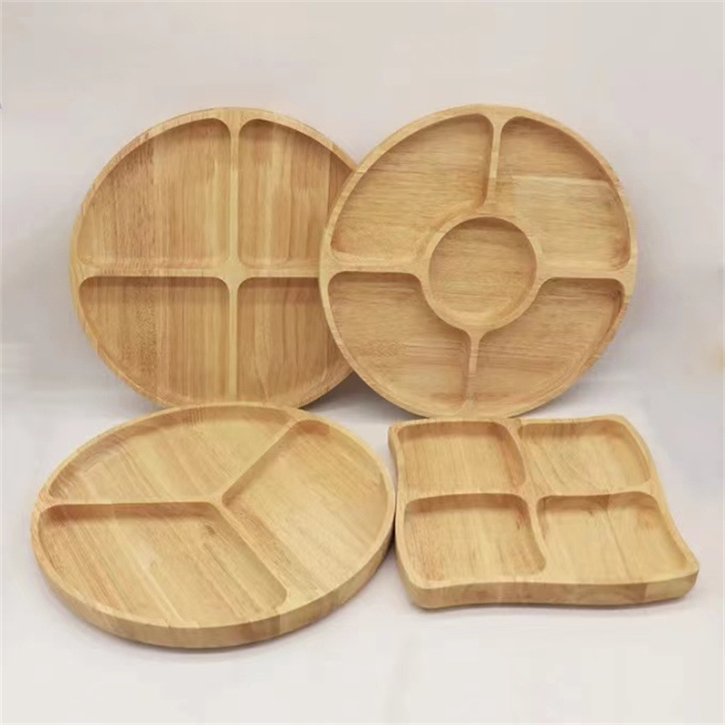 创意实木分格圆形水果盘木制高端坚果零食盘高级感茶几家用托盘