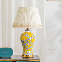 花鸟景德镇陶瓷台灯中式客厅书房复古酒店装饰卧室床头灯新中式