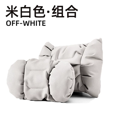 Cotton Car Pillow Breathable Ventilated, Headrest - perforated-bubble-design-off-white-headrest-lumbar-support