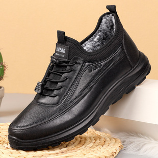 Winter old Beijing men's cotton shoes fleece-lined warm dad shoes waterproof non-slip leisure sports walking shoes for middle-aged and elderly people