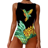 Swimsuit2025 новый цельный бикини индивидуальность абстрактный принт независимая станция купальник женский без рукавов AliExpress