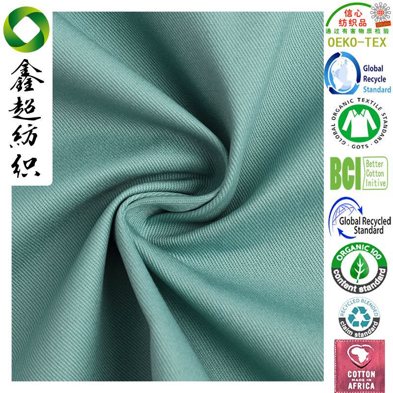 128*60 GOTS certified organic cotton yarn card woven canvas twill bag hat fabric can provide certificate