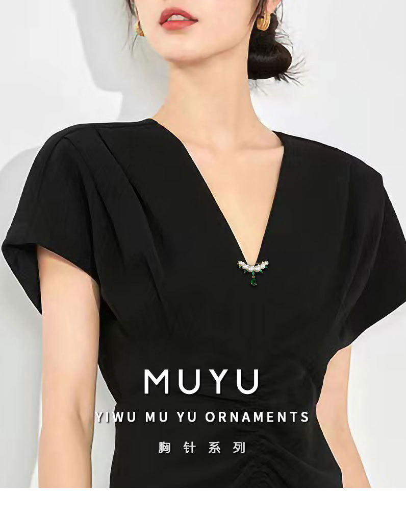 简约百搭珍珠水滴胸针小众设计轻奢风胸花新品个性潮款