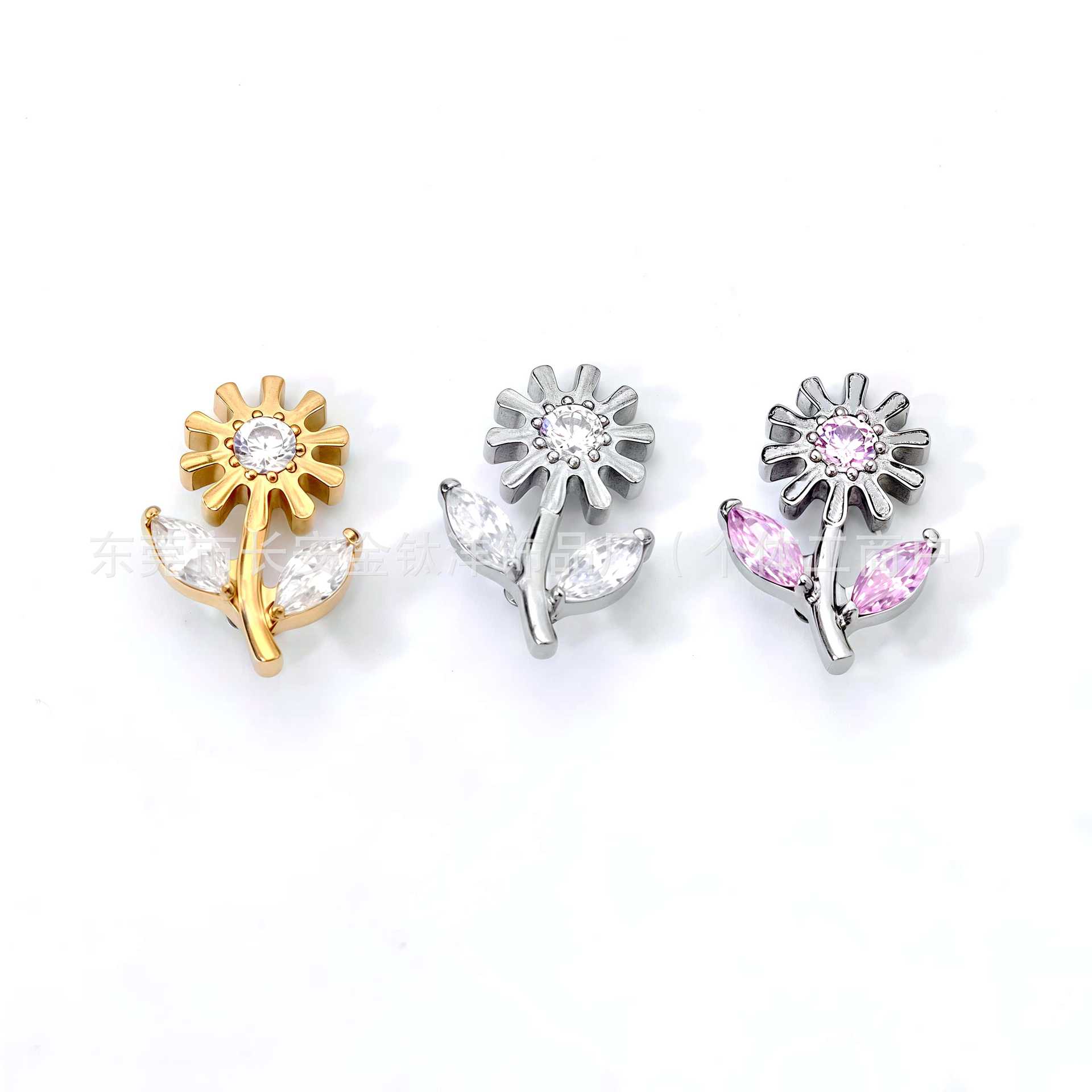 F136 Titanium Internally Threaded Flower Zircon Earrings Cochlear Nails Ear Bone Nails G23 Titanium Body Piercing detail image 8