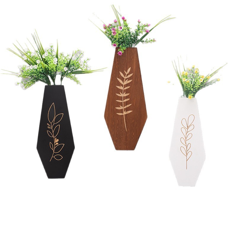 木製壁掛け花瓶棚 リビング装飾 ドライフラワー 花瓶入れ 吊り下げグリーンフラワーボトルスタンド飾り|undefined