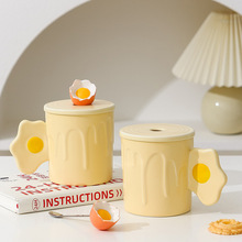 创意可爱煎蛋荷包蛋陶瓷马克杯带盖勺送朋友结婚伴手礼公司开业礼