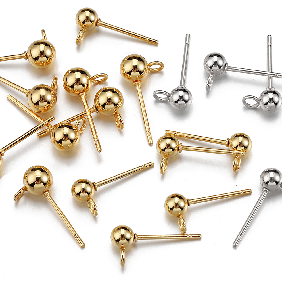Golden spherical round beads stainless steel