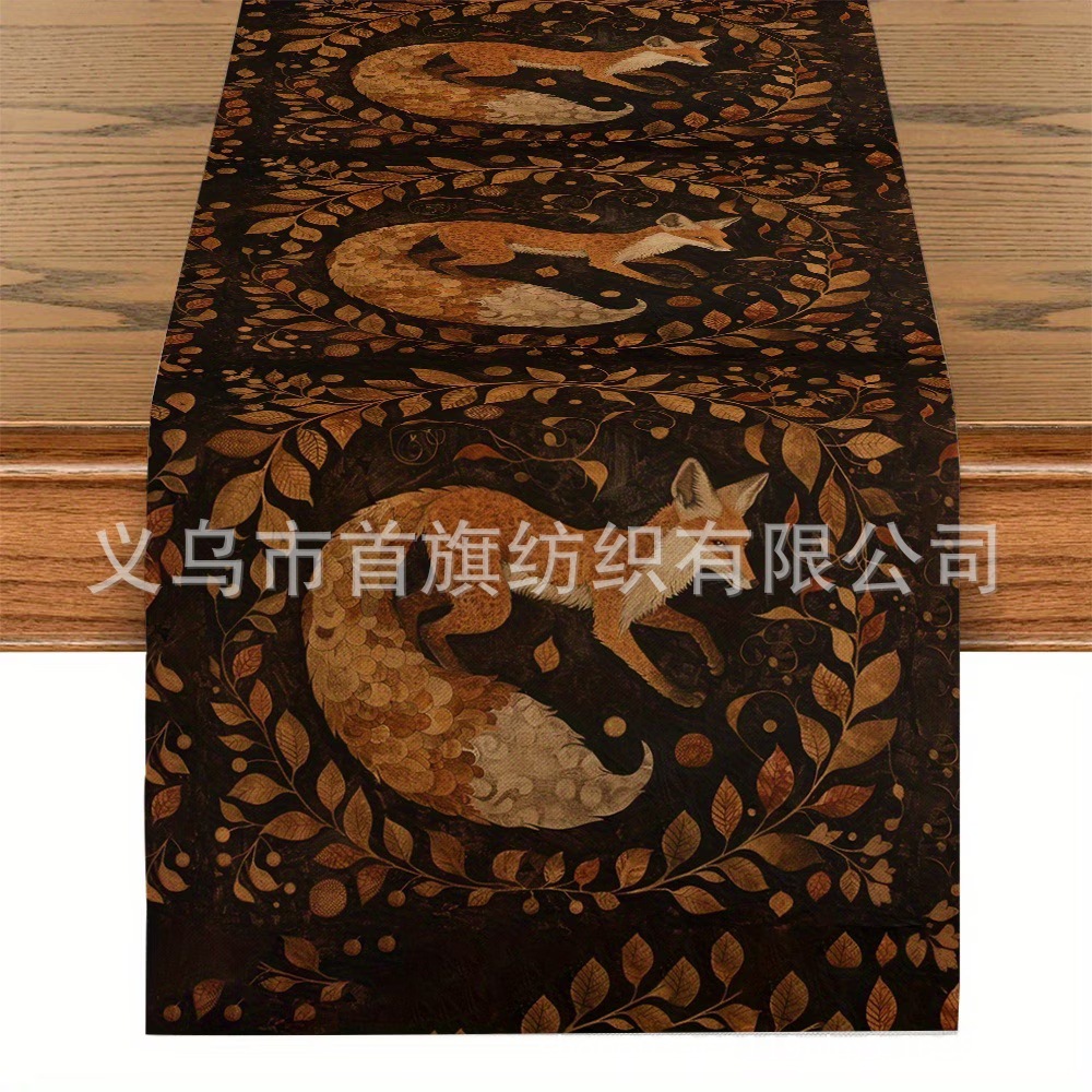 Otoño Día de Acción de Gracias bandera de mesa girasol de pino de hoja de pino decoración de bandera de mesa de acoplamiento profesional transfronteriza venta directa de fabricantes