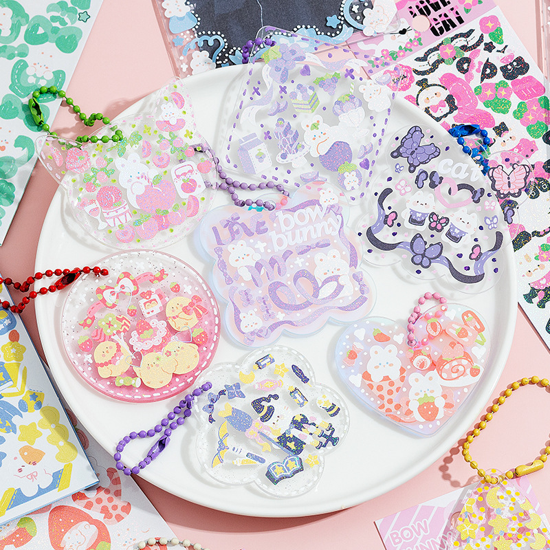 Lindo conejo serie láser Goka mano cuenta impermeable PVC pegatinas animal material coreano DIY papelería pegatinas