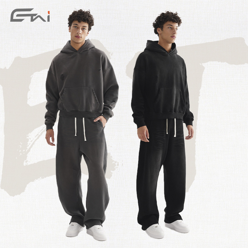 ETAI ropa de hombre otoño y invierno, estilo americano relajado, casual, camiseta de peluche, moda para hombres, set con capuz image 1