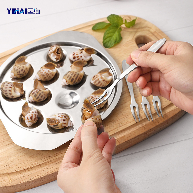 Caracol de acero inoxidable Placa de tornillo a la parrilla vajilla Concha clip tenedor comer mariscos alimentos Herramientas 3-piece Conch Placa de tornillo de campo