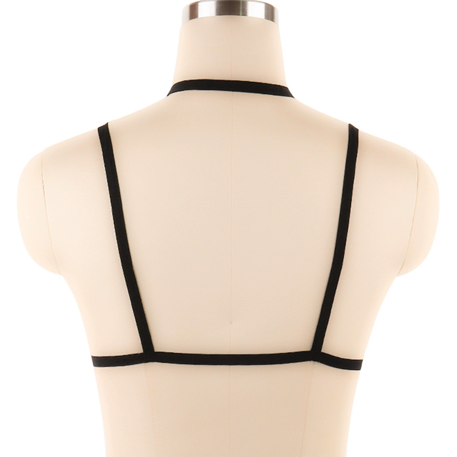 Strappy harness bra, women, adjustable elastic bandage design, black