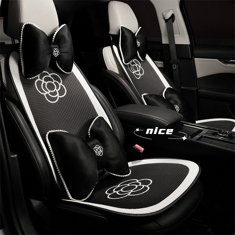 Подголовник и поясничная поддержка для автомобиля Four Seasons Camellia Bow, удобная подушка для шеи, автомобильные принадлежности