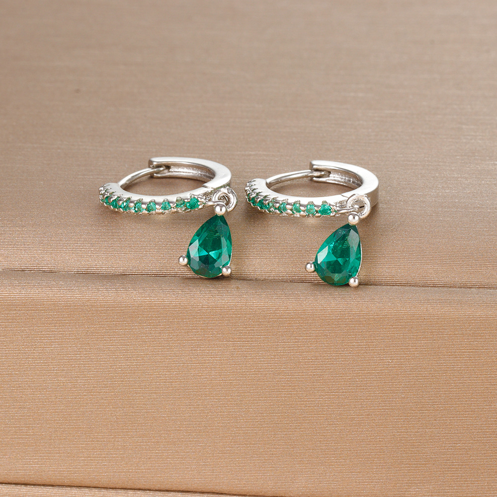 8g Weight 925 Sterling Silver Ear Needle Material Zircon Inlay Material Drop Earrings Classification 1 Pair Quantity Daily, Street Occasion Copper Material Water Droplets Pattern Women's Gender Plating, Inlay Design IG Style, Shiny Style 1 Pair IG Style Shiny Water Droplets Plating Inlay Copper Zircon Drop Earrings 15