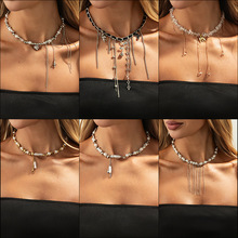 欧美跨境饰品个性流苏线条项饰2025新款性感锁骨链设计感女士项链