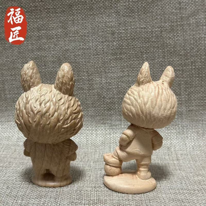 拉布布桃木雕刻工艺品创意木质摆件手把件可爱儿童玩具拉布布|undefined
