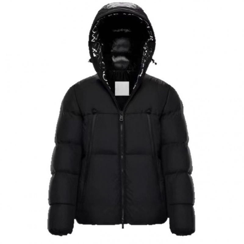 Cross-border foreign trade, Moncler-style down jacket with logo, hood trim, and zipper, winter down jacket, men's hooded jacket