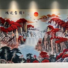 跨境发光弧形刺绣硬包欧式背景墙欧式浮雕精雕艺术墙面鸿运当头