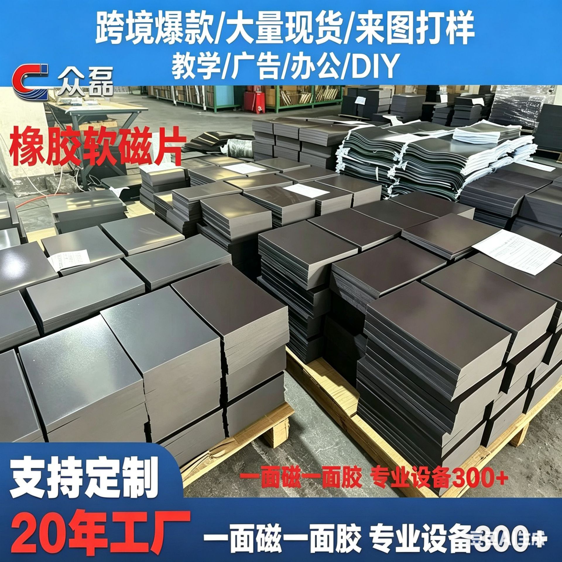 磁吸贴软磁片带背胶磁力贴磁吸条DYI冰箱贴磁贴片磁铁橡胶软磁片
