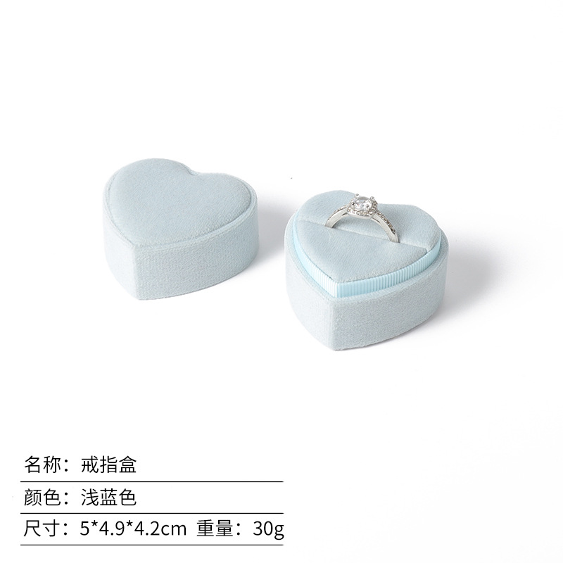 Caja de anillo coreana de terciopelo en forma de corazón, caja de colgante, caja de joyería de alta calidad, fábrica al por mayor en stock