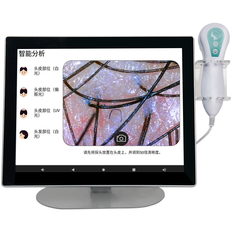 Detector de cuero cabelludo analizador de folículos capilares AI inteligente de alta definición todo en uno aparato de prueba de poros capilares especial para salón de cuidado del cabello