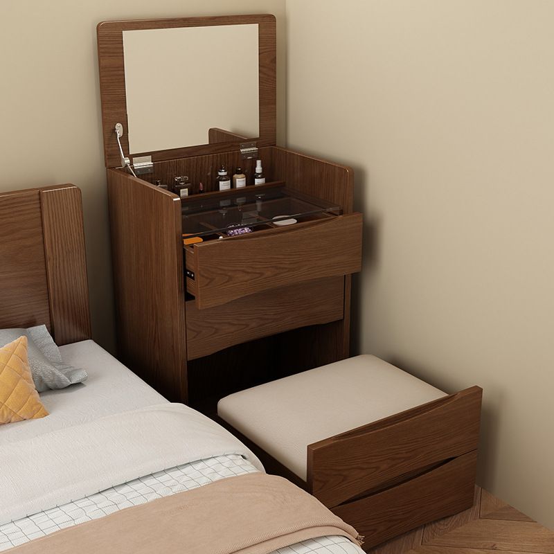 Mesita de Noche Moderna Minimalista de Roble para Dormitorio, Tocador para Casa de Alquiler, Venta Directa de Fábrica, Almacenamiento