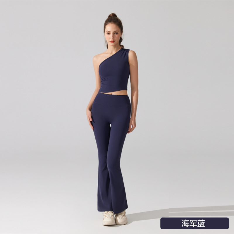 Desnudo antibacteriano conjunto de yoga de mujer cintura alta elevación de cadera micro boquilla ropa de ejercicios sin mangas hombros abiertos ropa interior deportiva image 11