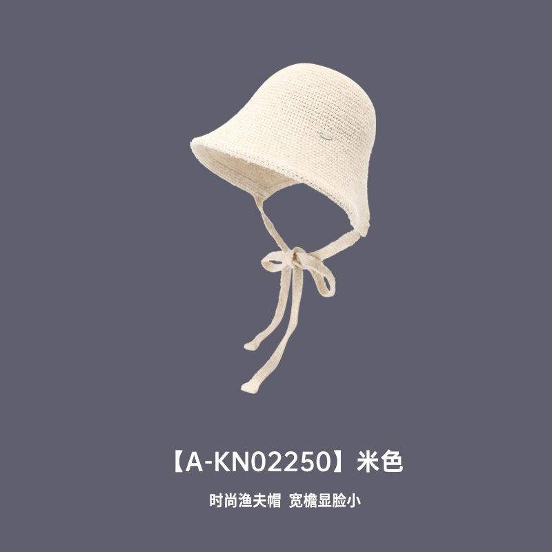 韩版简约复古长系带针织水桶帽女秋冬出游百搭遮脸显脸小毛线盆帽|undefined