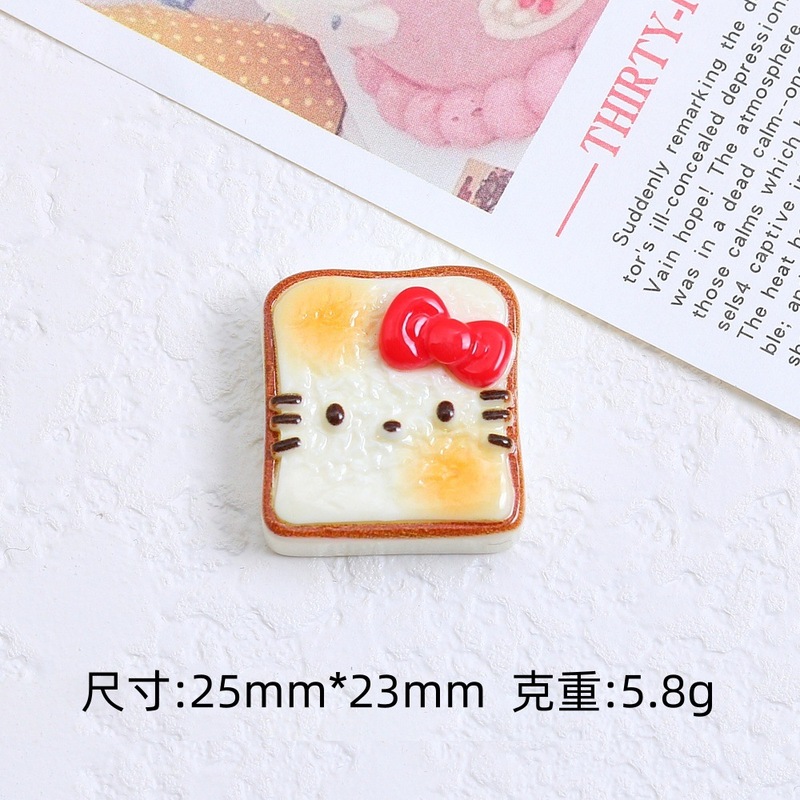 可爱喵喵吐司食玩卡通diy饰品配件奶油胶树脂小配件洞洞鞋扣材料|undefined