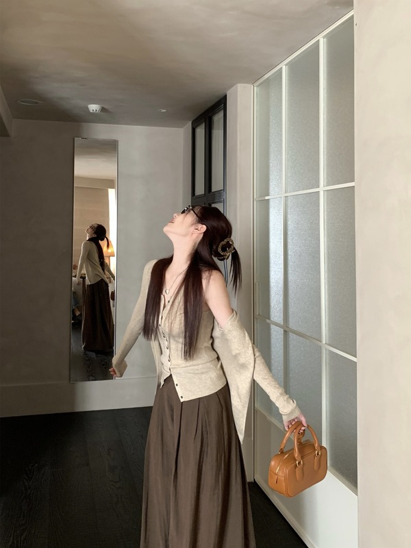 韩系显瘦长袖针织开衫背心休闲长裤裤子女2025秋季新款时尚套装潮|undefined
