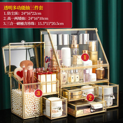 ネット赤ガラス化粧品収納ケース口紅ジュエリースキンケアデスクトップ軽贅沢整理棚家庭用化粧台