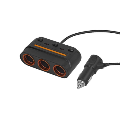 120W High-Power Car Charger with One-To-Three Expansion Port Adapter, High-Power Car Cigarette Lighter (Siqaret yandırıcısı) - usbtypec-black