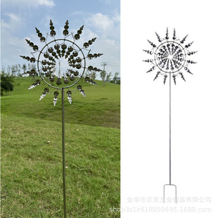 Amazon cross-border iron metal garden decoration windmill decoration gardening wind power rotating plug-in outdoor courtyard