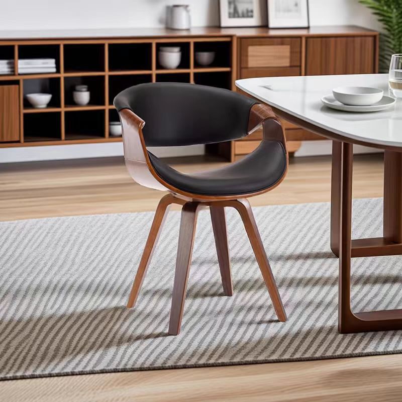 Italian Minimalist Dining Chair Home Solid Wood Stool Balcony Study Leisure Writing Back Chair Makeup Chair Can Be Rotated