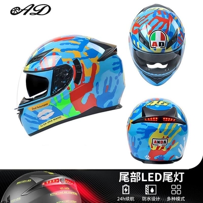 Ad Electric Motorcycle Helmet for Men and Women Winter Motorcycle 3C Certified Full-Face Helmet Dot Four-Season Safety Helmet Led Taillight