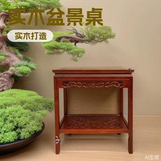 盆景角几鱼缸奇石桌实木花几桌榆木花架吊兰置物新中式条桌花台
