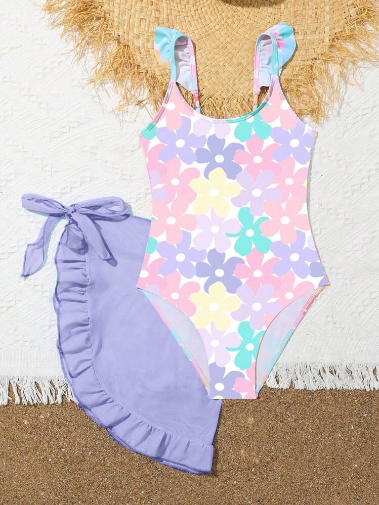 Combinaison maillot de bain triangle dos nu style tendance pour petites filles de 3 à 7 ans_voghion.com