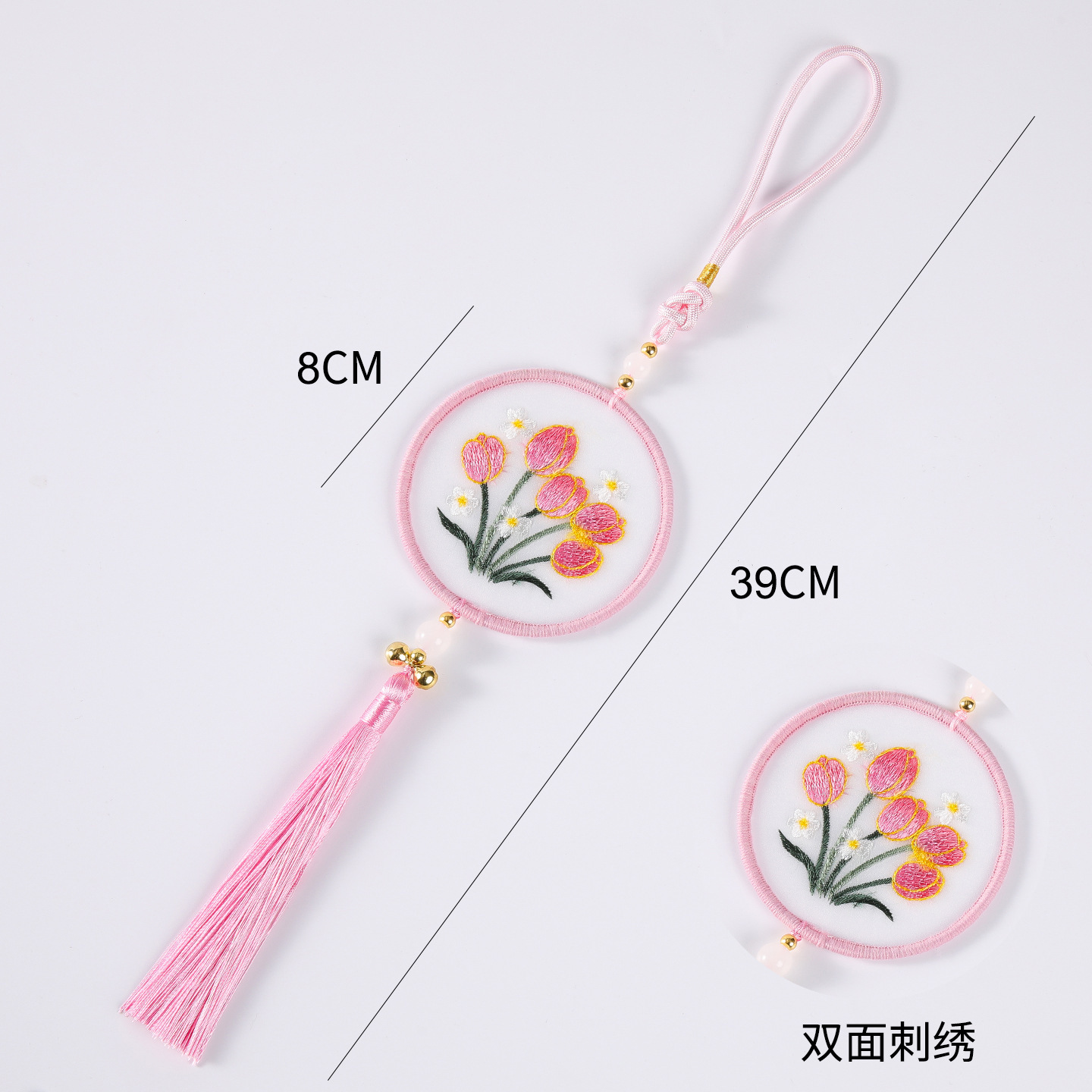 2026 Año del Caballo Fan bordado a mano colgante bordado accesorios de barril de flores de Año Nuevo decoración de regalo de Año Nuevo
