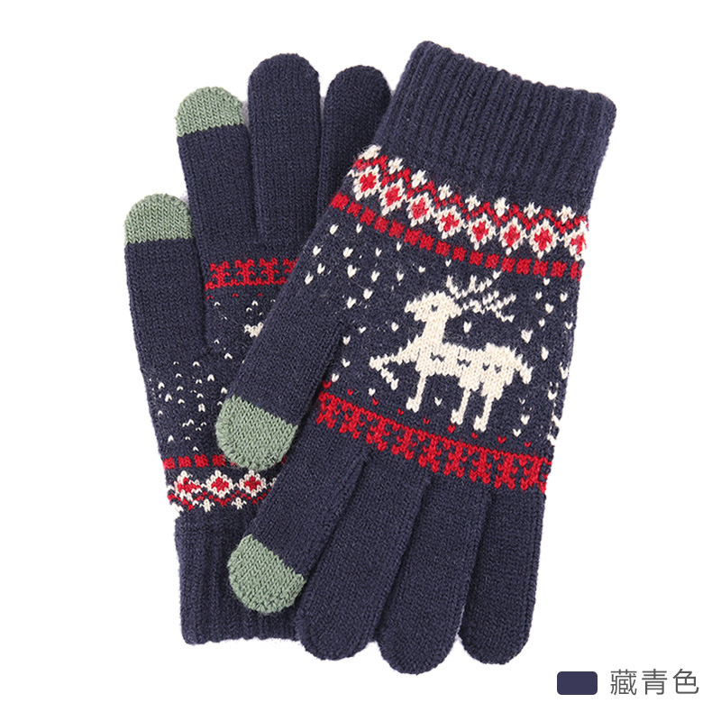 新作ニット毛糸雪の結晶タッチスクリーン手袋 男女兼用 秋冬保温卸売 クリスマスマジックグローブ 大人用|undefined
