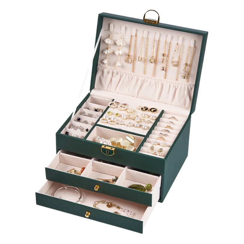 Caja de almacenamiento de cosméticos tocador lápiz labial productos para el cuidado de la piel a prueba de polvo caja de almacenamiento de gran capacidad caja de almacenamiento de joyería de escritorio