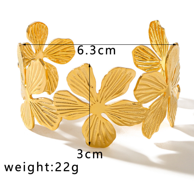 Europa y los Estados Unidos explotaron pulseras de flores de moda personalidad femenina de apertura retro empalme diseño ancho nicho de diseño de joyas