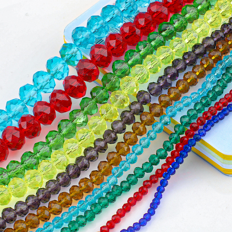 Glass Loose Beads 2-10mm Flat Beads Wheel-Cut Glass Beads DIY Handmade Clothing Materials DIY Bracelet