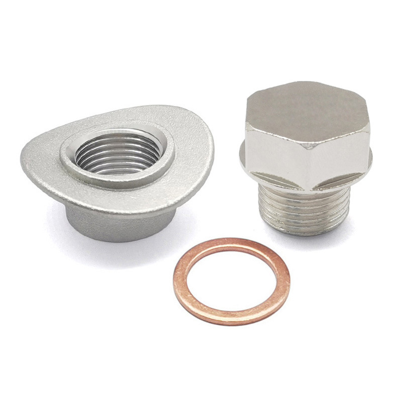 Automotriz M18 * 1.5 Tipo de tapa de detector Junta de soldadura Adaptador de tubo de escape Tuerca de acero inoxidable Tapón de rosca niquelado de hierro