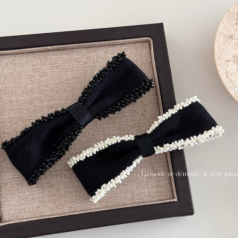 Accessoires pour cheveux de Corée du Sud, clip supérieur, bord perlé de haute qualité, élégant nœud, épingle à cheveux, pince à ressort, épingle à cheveux Dongdaemun, coiffure_voghion.com
